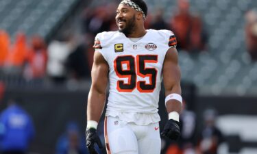 Cleveland Browns defensive end Myles Garrett warms up before a game against the Cincinnati Bengals.