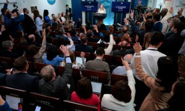 White House Press Secretary Karoline Leavitt takes questions from reporters during a news conference in the Brady Press Briefing Room at the White House on March 19 in Washington