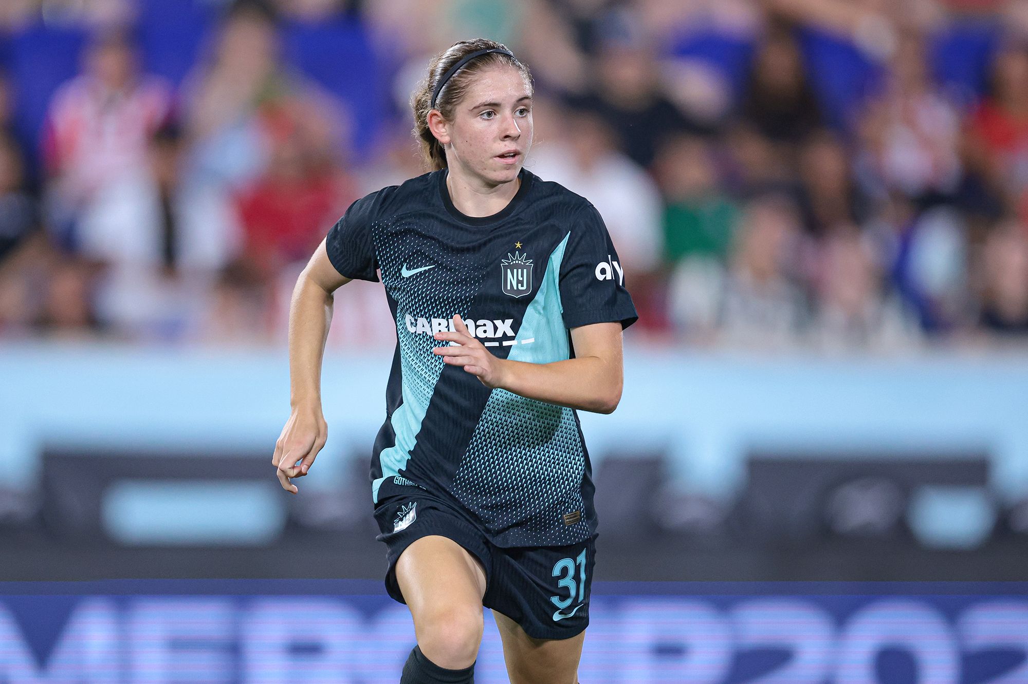 <i>Vincent Carchietta/USA TODAY Sports/Reuters/File via CNN Newsource</i><br/>NJ/NY Gotham FC midfielder McKenna Whitham made history in her NWSL appearance on March 15.
