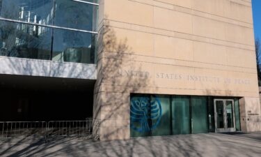 A view is pictured of the United States Institute of Peace building headquarters on March 18 in Washington