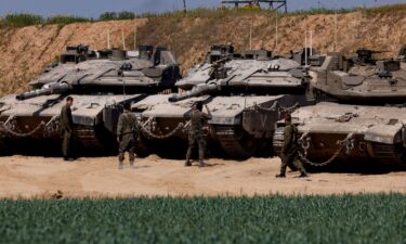 Israeli tanks were seen positioned near the Israel-Gaza border on March 18.
