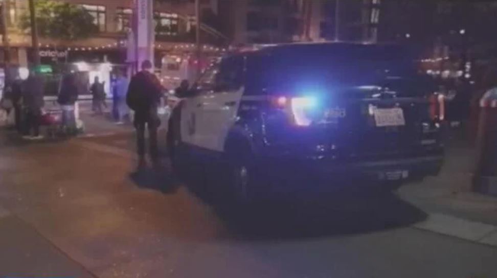<i>San Francisco Police Department/KPIX via CNN Newsource</i><br/>Police crack down on drug use and illegal vending during a raid at 16th and Mission streets in San Francisco on March 5.