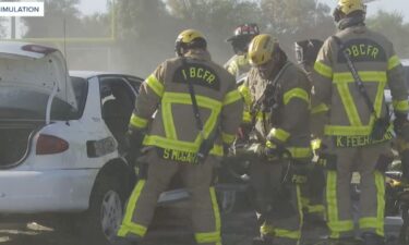 Hundreds of students watched the exercise unfold Wednesday morning