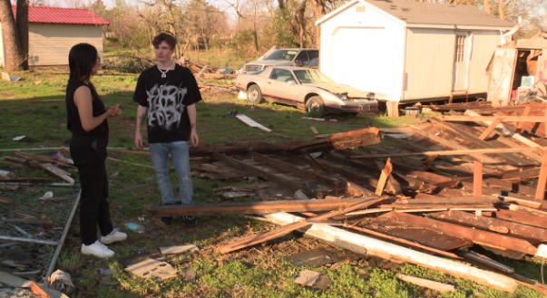 <i>KSHB via CNN Newsource</i><br/>Brothers Rilen Livengood and Brantley Stroud are putting the pieces together. Their family’s storage space was tipped over to the side. That's where they keep cherished memories of late family members