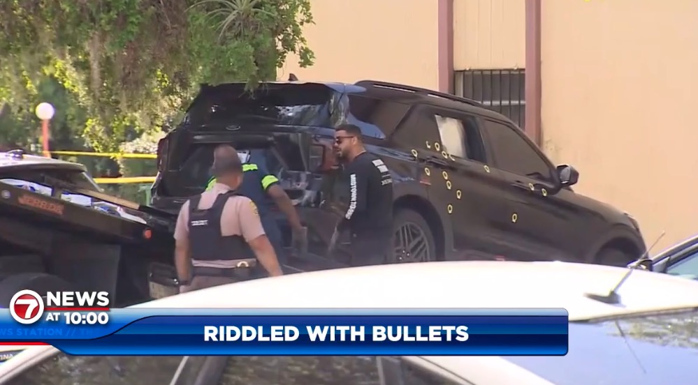 <i>WSVN via CNN Newsource</i><br/>Gunmen unleashed a barrage of bullets into an SUV in a Northeast Miami-Dade neighborhood overnight