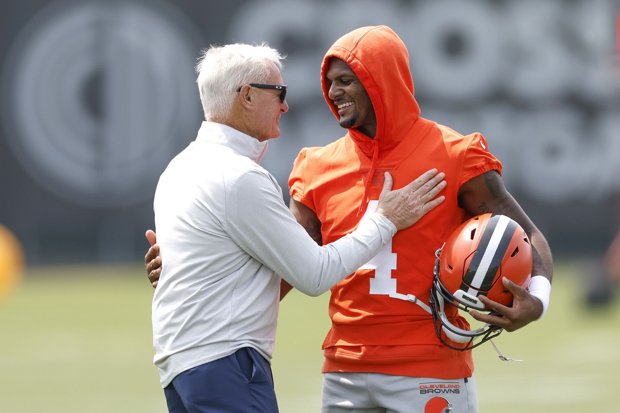 <i>Ron Schwane/AP via CNN Newsource</i><br/>Haslam (left) called the trade for Watson (right) a
