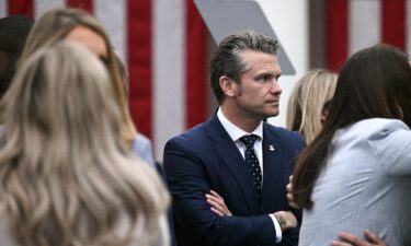 US Secretary of Defense Pete Hegseth attends an event in the Rose Garden entitled "Make America Wealthy Again" at the White House in Washington