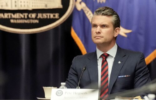 Secretary of Defense Pete Hegseth attends a meeting of the Eradicating Anti-Christian Bias Task Force