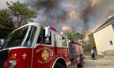 Video shared by the  Beachwood Vol. Fire Department shows a sky filled with smoke over a residential neighborhood on April 22.