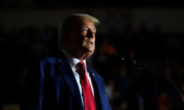 Former President Donald Trump speaks to supporters during a political rally while campaigning for the GOP nomination in the 2024 election at Erie Insurance Arena on July 29