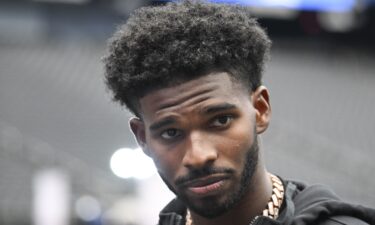 Colorado Buffaloes quarterback Shedeur Sanders speaks to the media during the Big 12 Media Days in July.