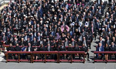 Britain's Prince William (C) arrives ahead of the late Pope Francis' funeral ceremony at St Peter's Square at The Vatican on Saturday