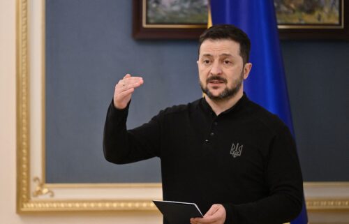 Ukrainian President Volodymyr Zelensky during his press conference in Kyiv on March 28