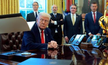 President Donald Trump is seen here in the Oval Office on April 9 with Treasury Secretary Scott Bessent