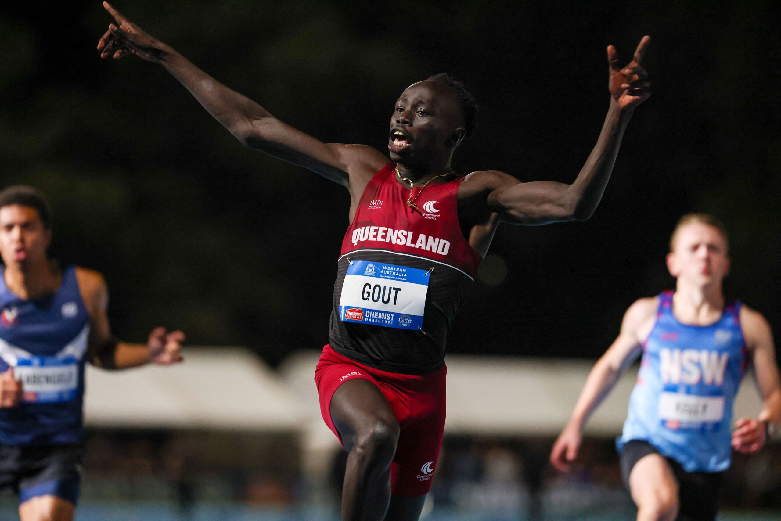 <i>Cameron Spencer/Getty Images via CNN Newsource</i><br/>Gout had never ran under 10 seconds for the 100m before Thursday's heat.