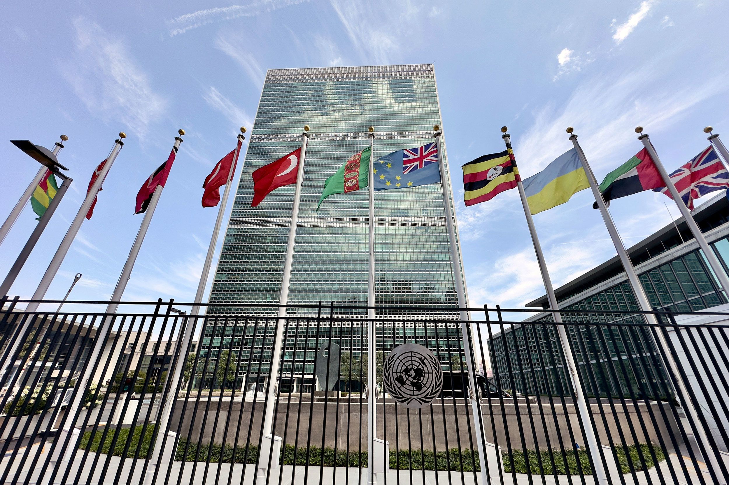 <i>Daniel Slim/AFP/Getty Images via CNN Newsource</i><br/>The United Nations’ emergency and disaster response agency will reduce its global workforce by 20% and scale back operations in nine countries. The United Nations headquarters building is pictured in New York on July 13