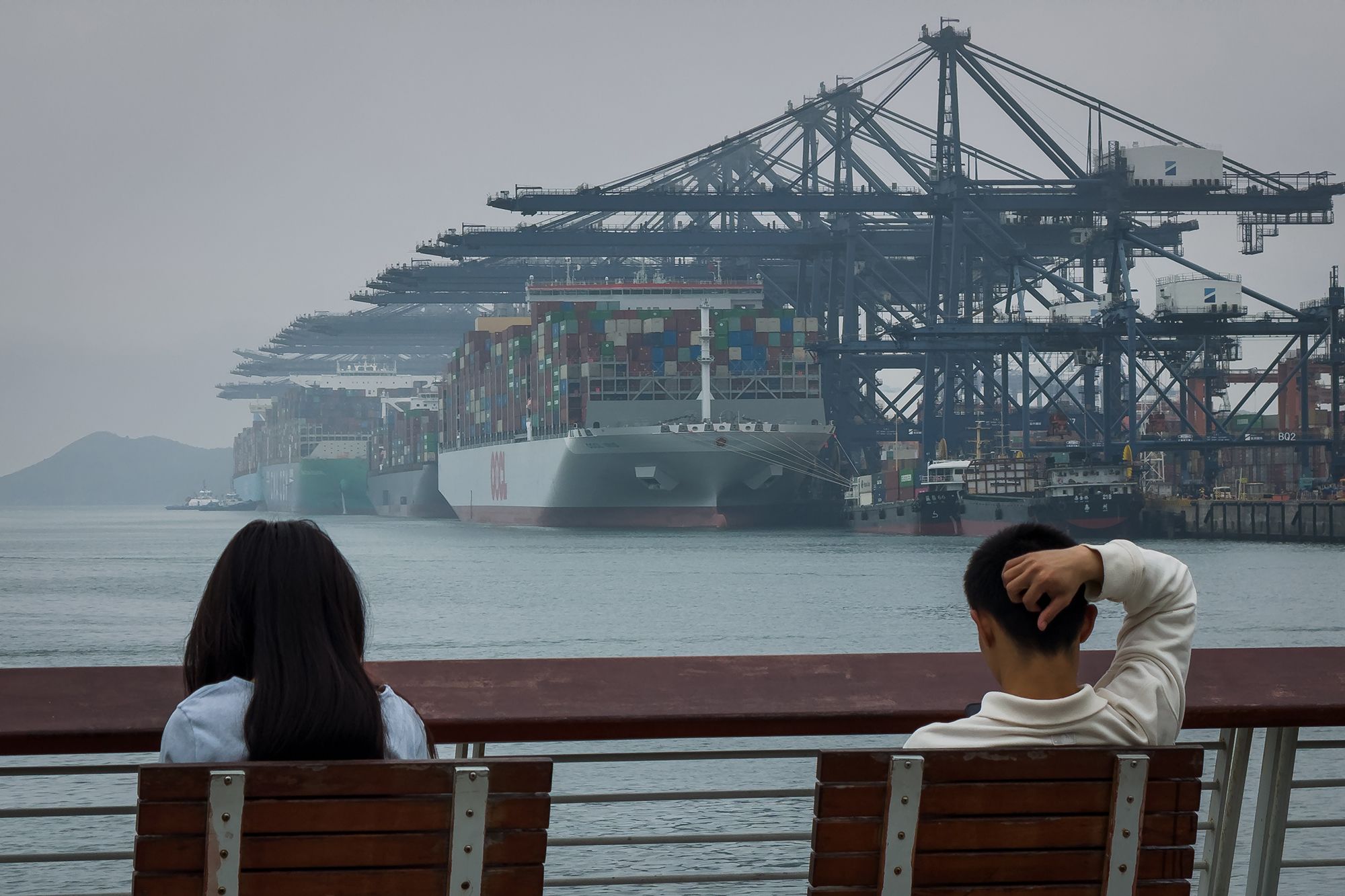 <i>Cheng Xin/Getty Images via CNN Newsource</i><br/>Container ships are pictured docked at the Yantian International Container Terminals in Shenzhen