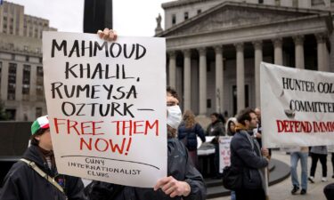 Students and faculty from the City University of New York (CUNY) hold a rally in in lower Manhattan Friday in support of international students who have had their visas revoked by the Trump administration.