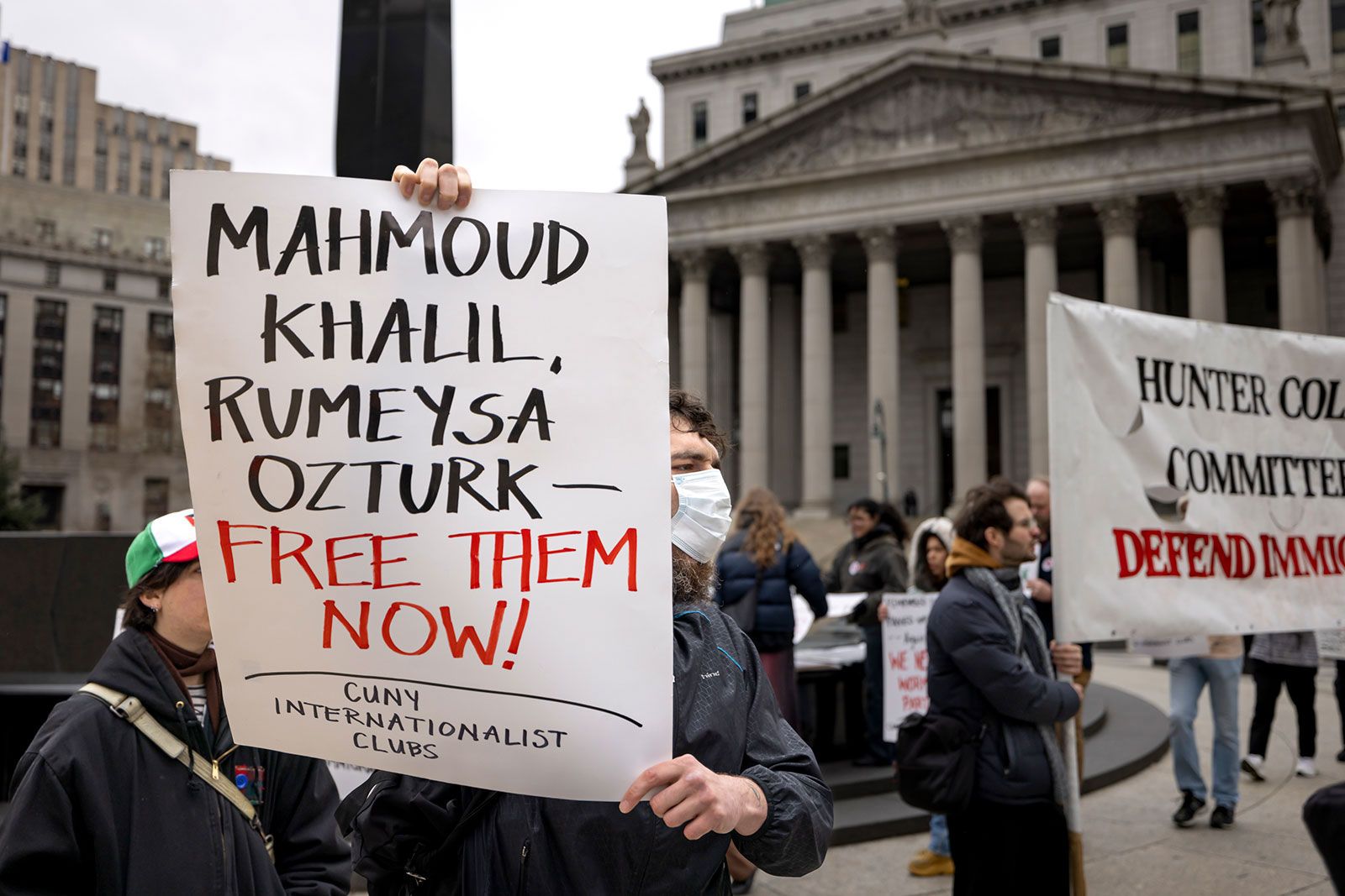 <i>Michael Nigro/Sipa USA/AP via CNN Newsource</i><br/>Students and faculty from the City University of New York (CUNY) hold a rally in in lower Manhattan Friday in support of international students who have had their visas revoked by the Trump administration.