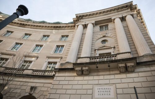 A sign for the Internal Revenue Service is seen on its building on February 13 in Washington