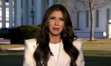 US Secretary of Homeland Security Kristi Noem speaks to CNN from outside the White House in Washington