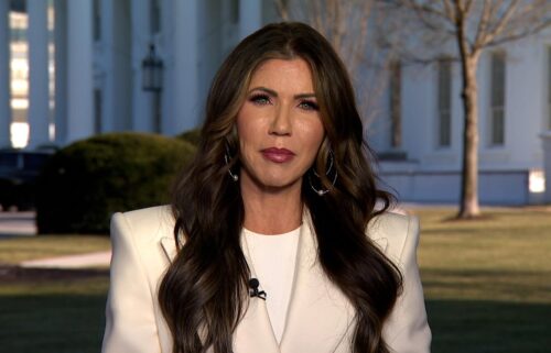 US Secretary of Homeland Security Kristi Noem speaks to CNN from outside the White House in Washington