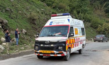 Indian security officers stand guard at a hospital in Jammu and Kashmir's Anantnag's district after assailants fired at tourists in the tourist destination of Pahalgam on Tuesday.