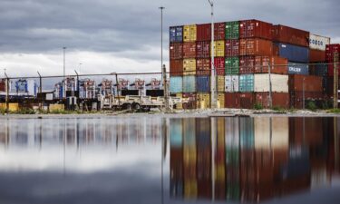 Shipping containers in the container yard at the Port of Baltimore in Maryland
