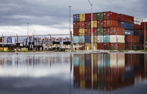 Shipping containers in the container yard at the Port of Baltimore in Maryland