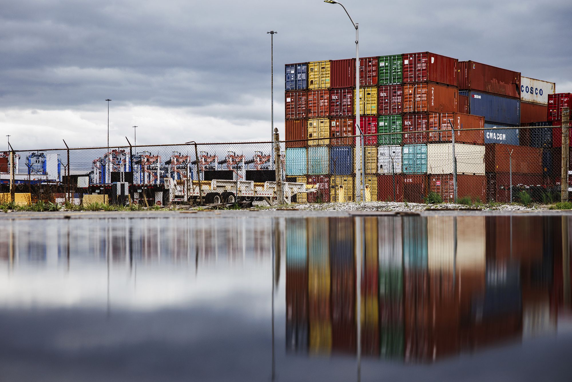 <i>Samuel Corum/Sipa USA/AP via CNN Newsource</i><br/>Shipping containers in the container yard at the Port of Baltimore in Maryland
