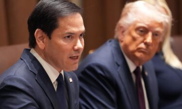 Secretary of State Marco Rubio delivers remarks alongside President Donald Trump during a Cabinet meeting at the White House on March 24 in Washington