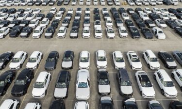 New vehicles are parked on the pier at the Mercedes Benz Vehicle Preparation Center in Baltimore