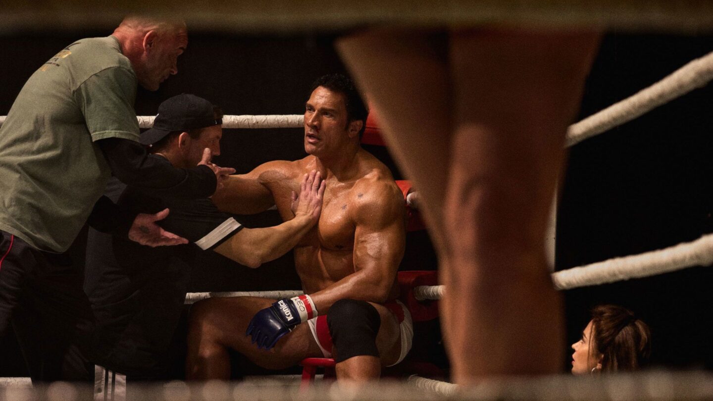 <i>A24 via CNN Newsource</i><br/>Dwayne Johnson appears as UFC fighter Mark Kerr in