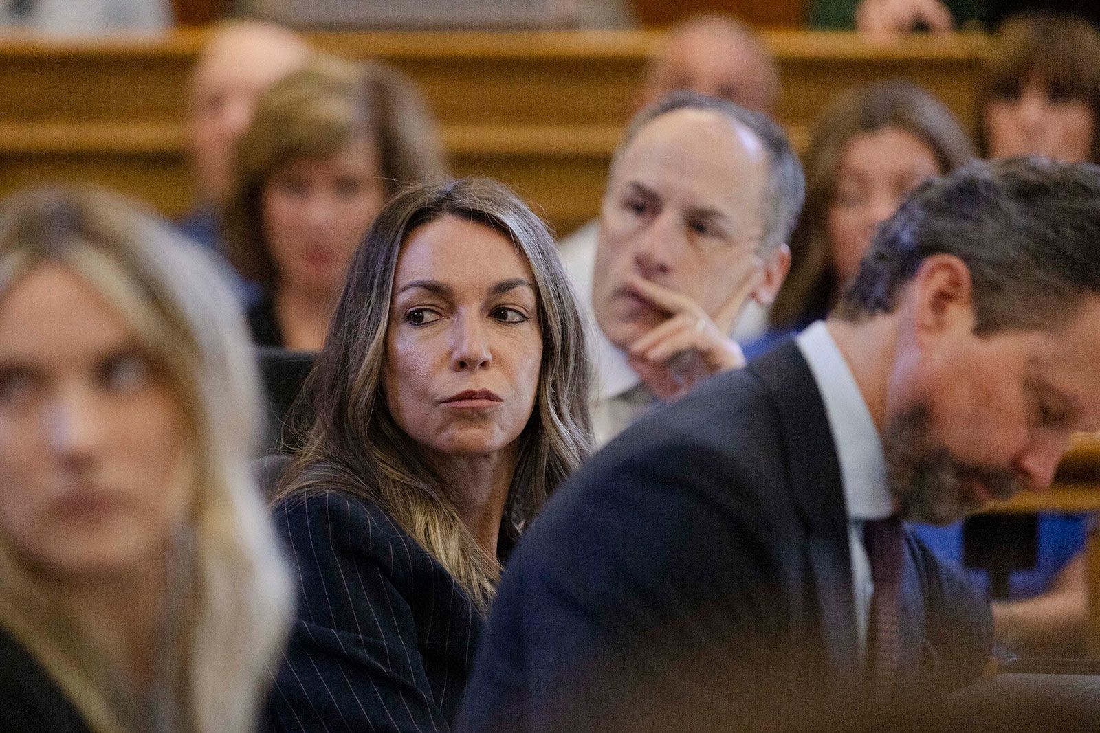<i>Libby O'Neill/Pool/The Boston Herald/AP via CNN Newsource</i><br/>Karen Read listens to testimony during her murder retrial Tuesday at Norfolk Superior Court in Dedham