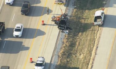 A screenshot of video footage taken by Copter4 shows a crash on Interstate 25 near exit 245 in Mead