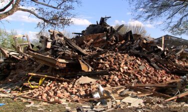 The rubble remains around Jacob Cunningham's home