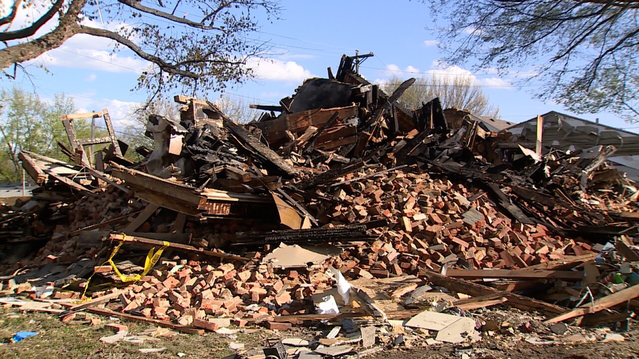 <i>KSHB via CNN Newsource</i><br/>The rubble remains around Jacob Cunningham's home