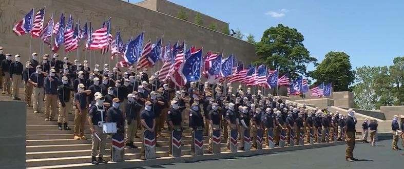<i>KMBC via CNN Newsource</i><br/>A group designated by the Southern Poverty Law Center as a hate group marched through downtown Kansas City