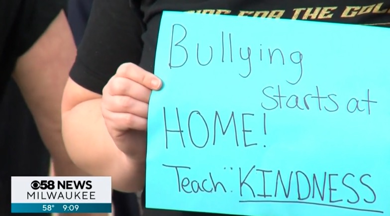 <i>WDJT via CNN Newsource</i><br/>About 30 parents demonstrated outside of Cudahy Middle School Monday night