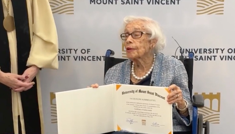 <i>WCBS via CNN Newsource</i><br/>May 13 was a day to remember for a 97-year-old Holocaust survivor who got to live out her dream of going to college. Jacqueline Kimmelstiel was quick to become popular during her first and only day at the University of Mount Saint Vincent in the Bronx.