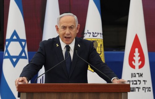 Israeli Prime Minister Benjamin Netanyahu speaks on the eve of Israel's Remembrance Day for fallen soldiers at the Yad LaBanim Memorial in Jerusalem