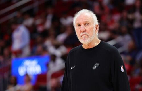 San Antonio Spurs head coach Gregg Popovich during a preseason game against the Houston Rockets in Houston on October 17.