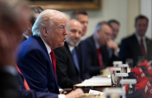 President Donald Trump speaks during a Cabinet meeting at the White House on April 30 in Washington
