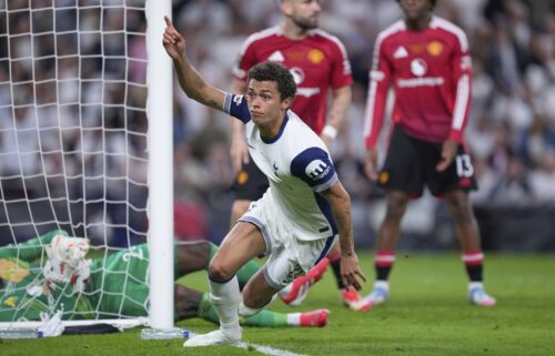 Spurs' Micky van de Ven pulled off a spectacular goal clearance in the win over United.