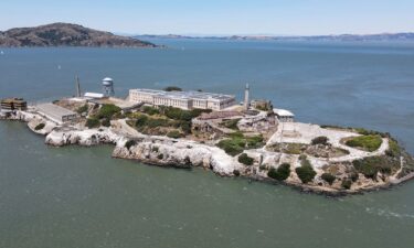 Tourists are seen at Alcatraz Island in August 2023.