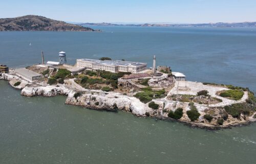 Tourists are seen at Alcatraz Island in August 2023.