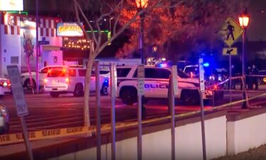 First responders work the scene of a shooting in the Phoenix suburb of Glendale on Sunday night.