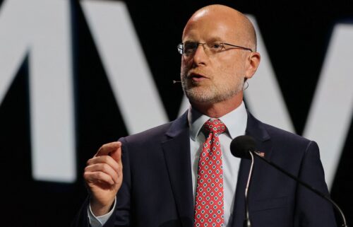 Federal Communications Commission Chair Brendan Carr delivers a speech during Mobile World Congress fair in Barcelona on March 3. Carr doesn’t view his investigation into CBS as “a threat” to the broadcaster.