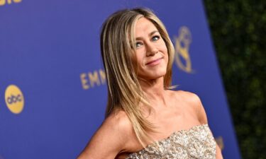 Jennifer Aniston is seen here at the 2024 Primetime Emmy Awards in Los Angeles.  A man has been detained after driving a car through the gate of a home that online records indicate belongs to Aniston.