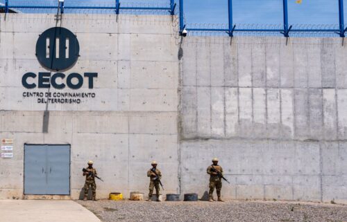 The exterior of the mega-prison Cecot on March 26 in Tecoluca
